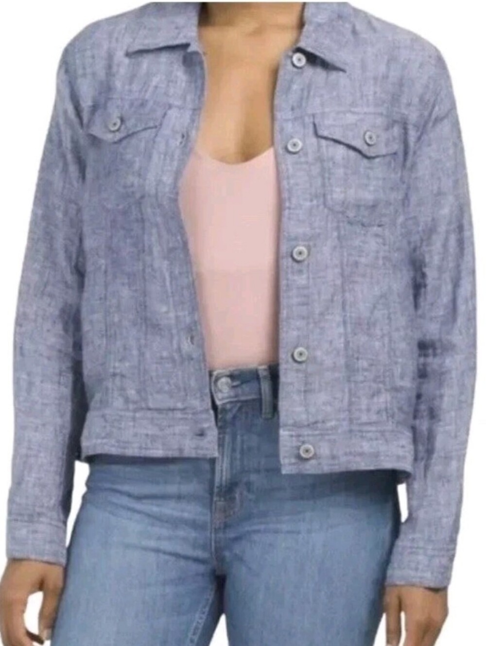 Jones New York Linen Denim Style Lightweight Shirt Jacket Shacket